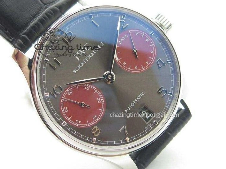 MIROTIME 0406 Portuguese Real PR IW500126 ZF 1:1 Best Edition Grey Red Dial On Black Leather Strap A52010 V Resilient 7333